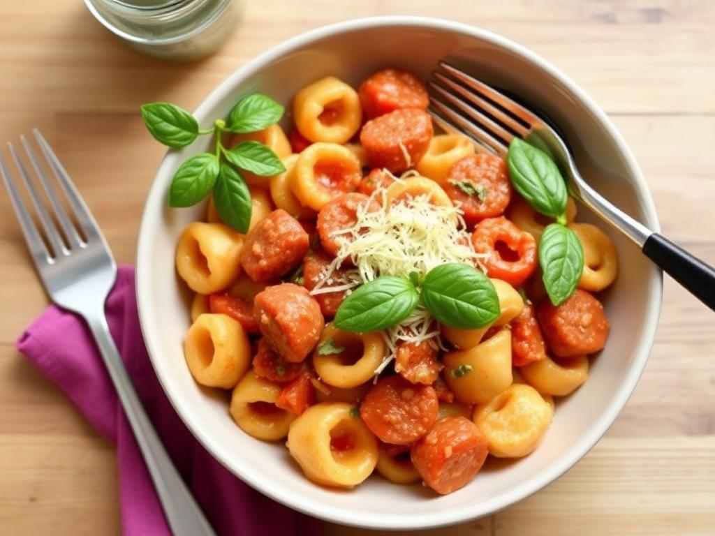 Pasta Orequette. 2. Orecchiette with Tomato Sauce and Italian Sausage