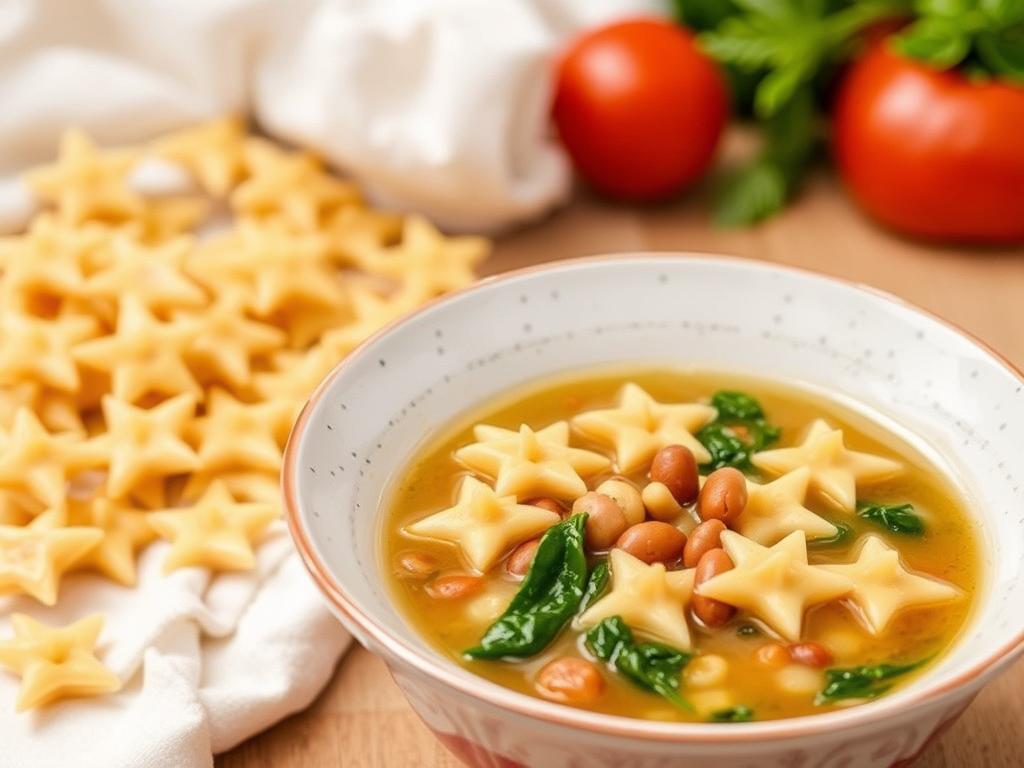 Pasta Stelline. 3. Vegetarian Stelline Soup with Beans and Spinach