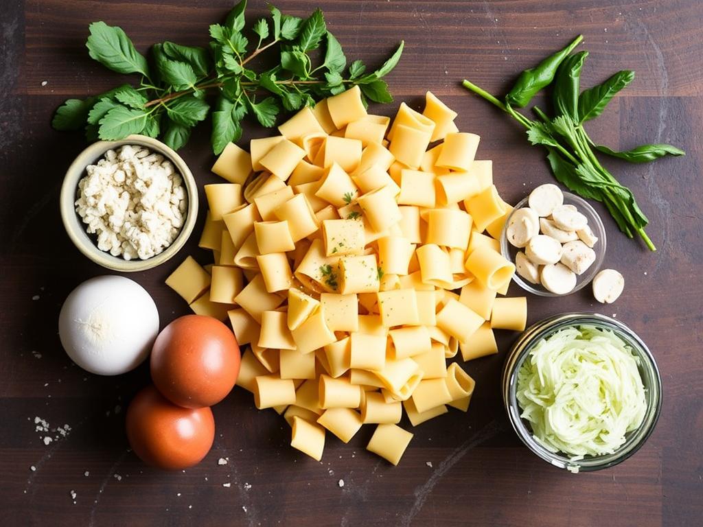 Pasta Rigatoni. Ingredients for Cooking Pasta Rigatoni
