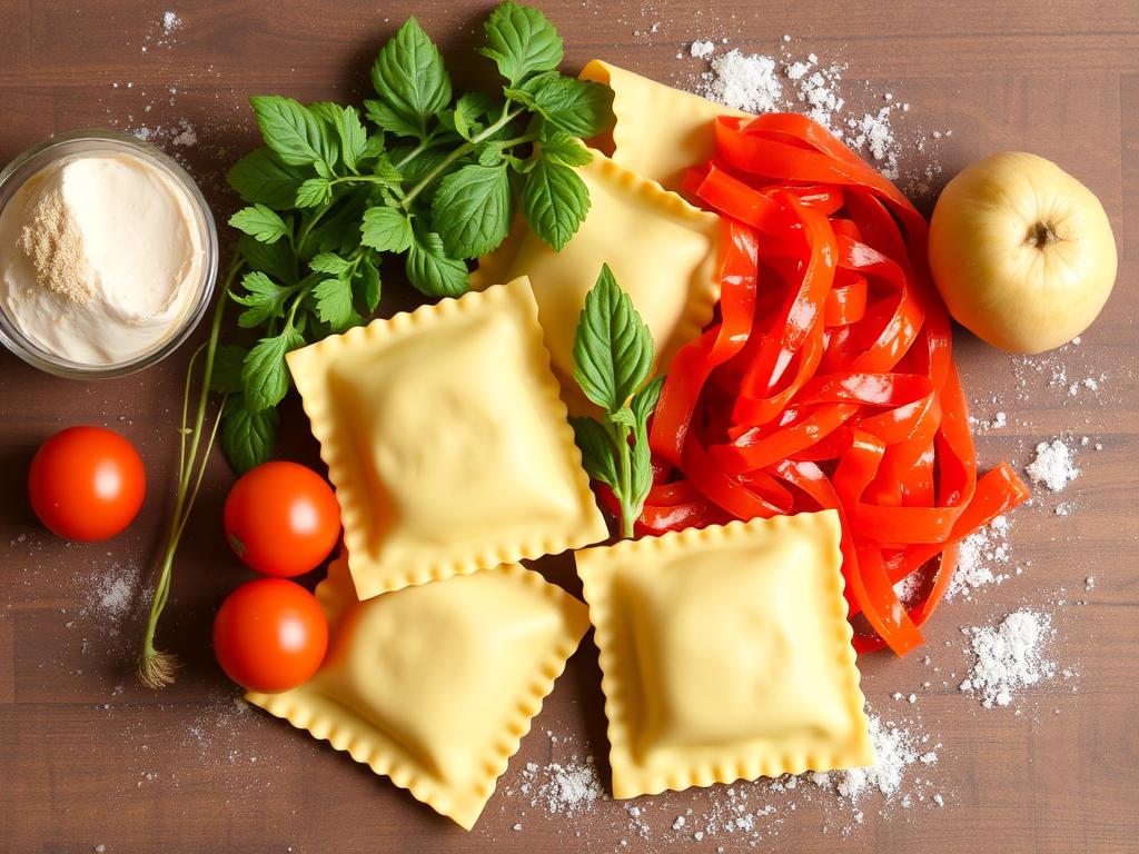 Pasta Ravioli. Ingredients for Cooking Pasta Ravioli