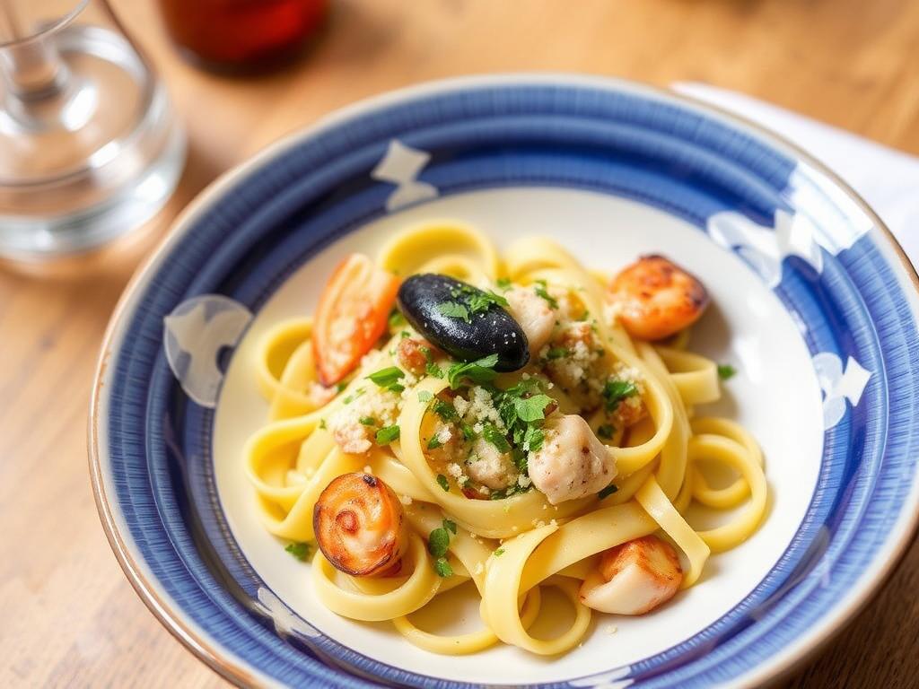 Pasta Pappardelle. Seafood Pappardelle by Chef Marco Rossi