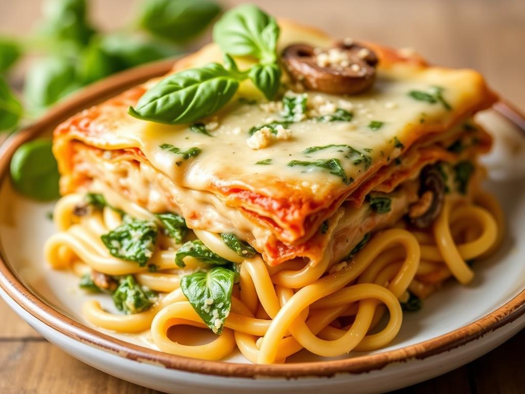 Pasta Lasagnette. 3. Creamy Spinach and Mushroom Lasagnette