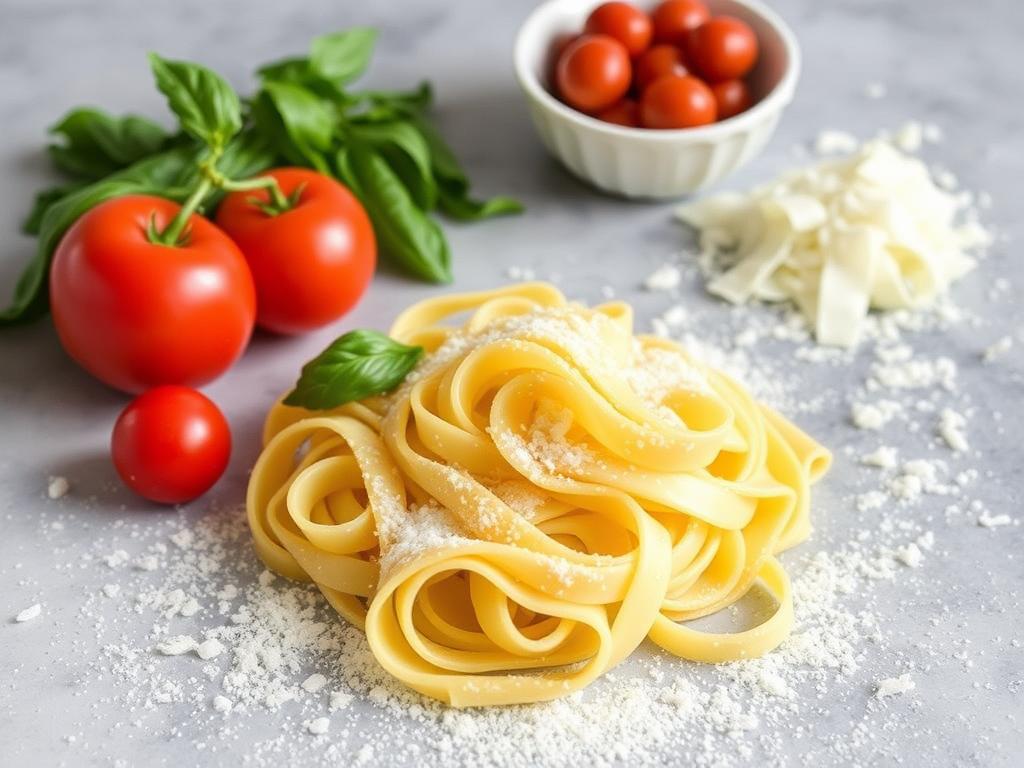 Pasta Pappardelle. Ingredients for Cooking Pasta Pappardelle