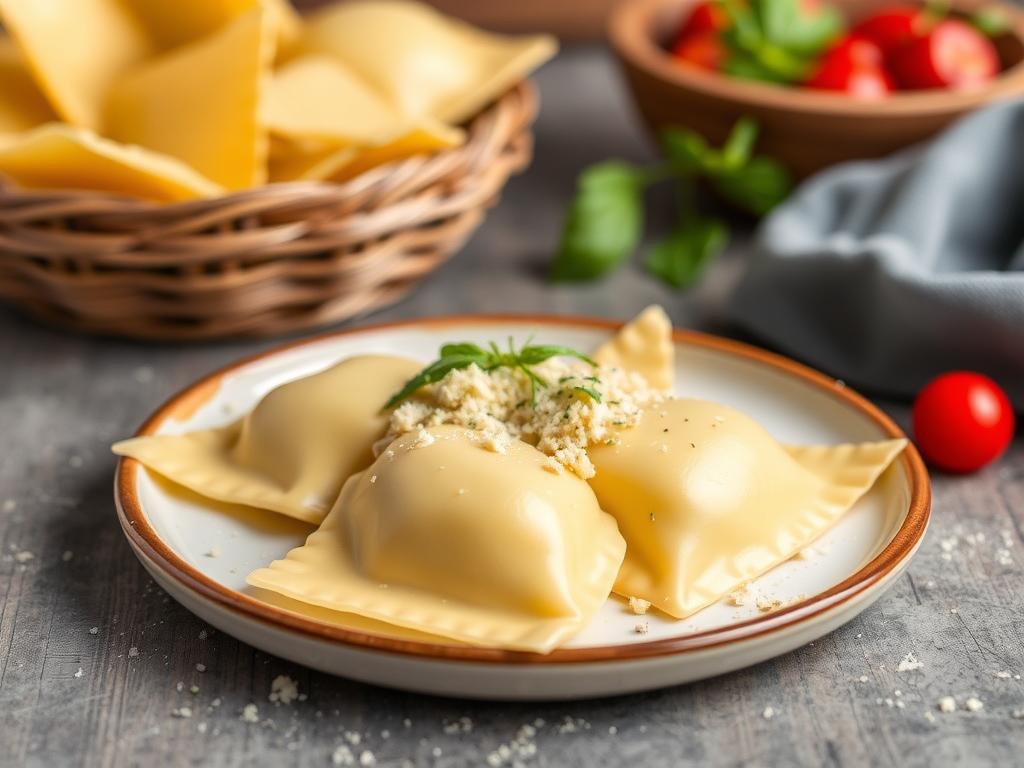 Pasta Ravioli. Classic Cheese Ravioli