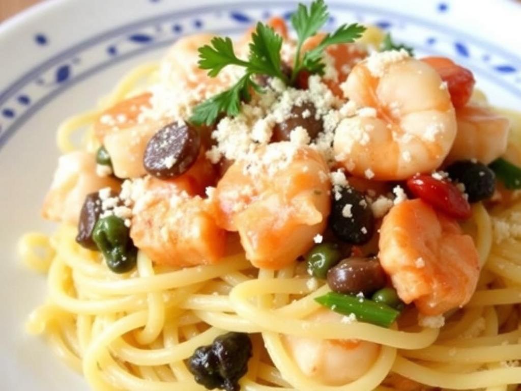 Pasta Capellini. 2. Seafood Capellini with White Wine Sauce