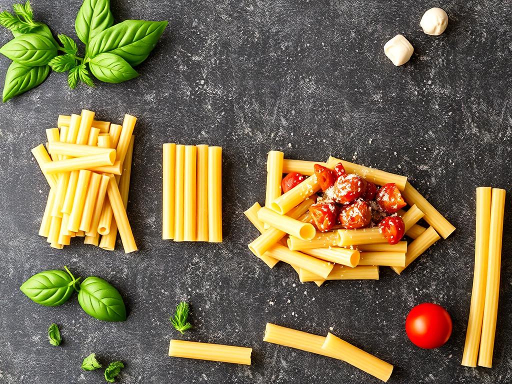 Pasta Rigatoni. Types of Pasta Rigatoni