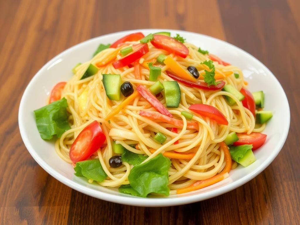Pasta Vermicelli. 3. Vermicelli Salad with Fresh Vegetables and Lemon Dressing
