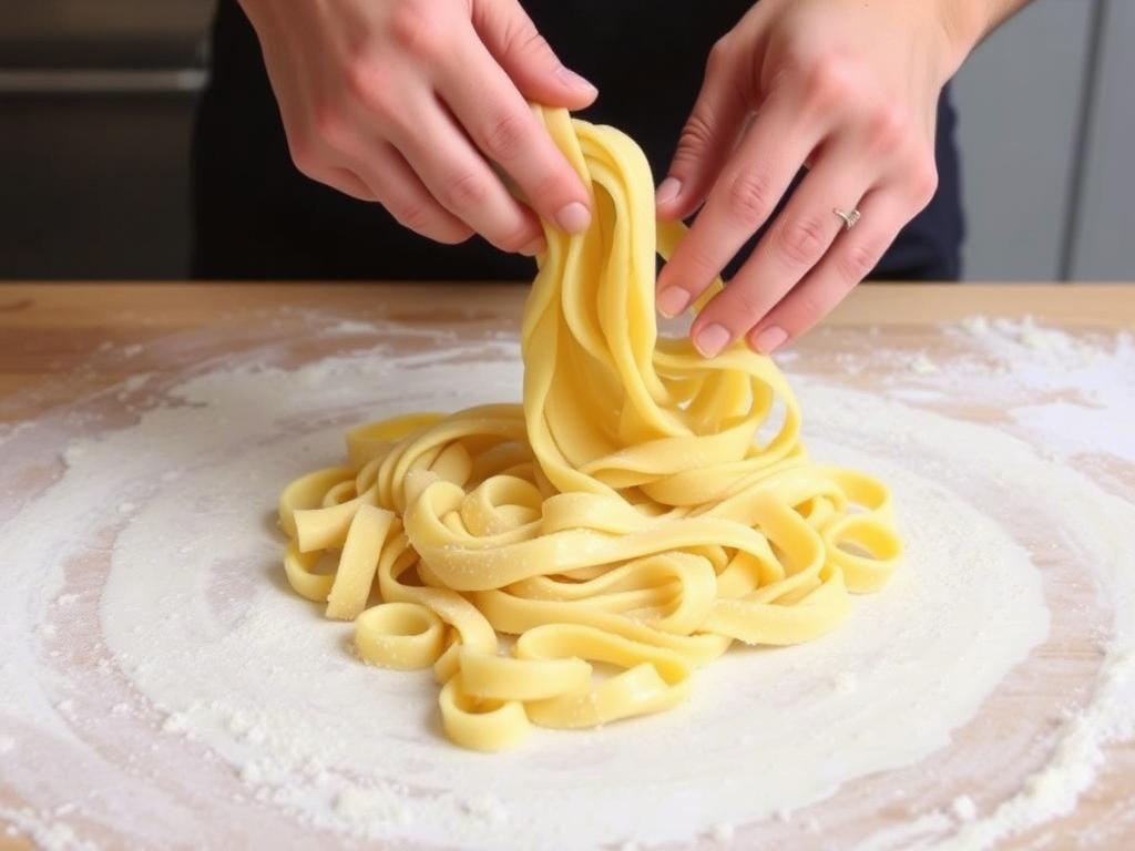 Pasta Pappardelle Ricci. Making The Dough