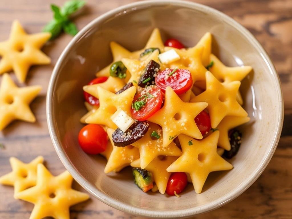 Pasta Stelline. Chef Luca’s Spicy Stelline with Mediterranean Vegetables