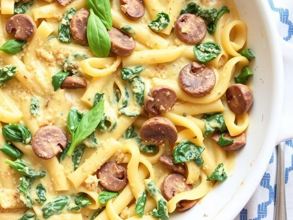 Pasta Rotelle. 2. Creamy Spinach and Mushroom Rotelle Bake Pasta Rotelle. 2. Creamy Spinach and Mushroom Rotelle Bake