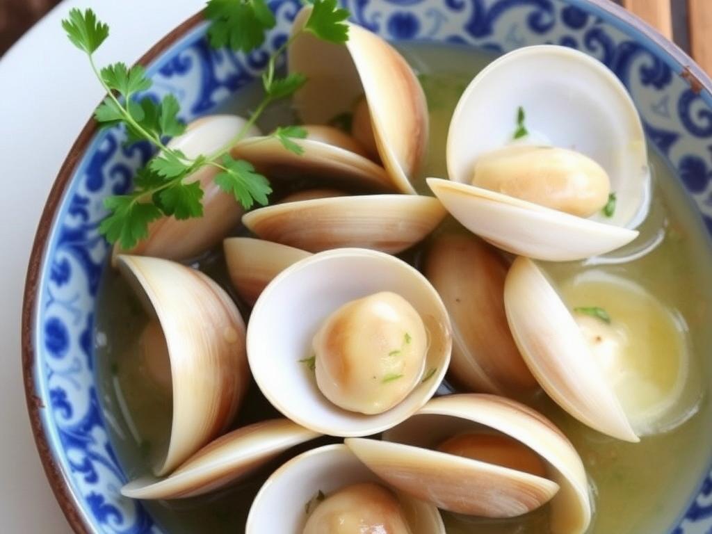 Clams. 4. Steamed Manila Clams with Garlic and Herbs