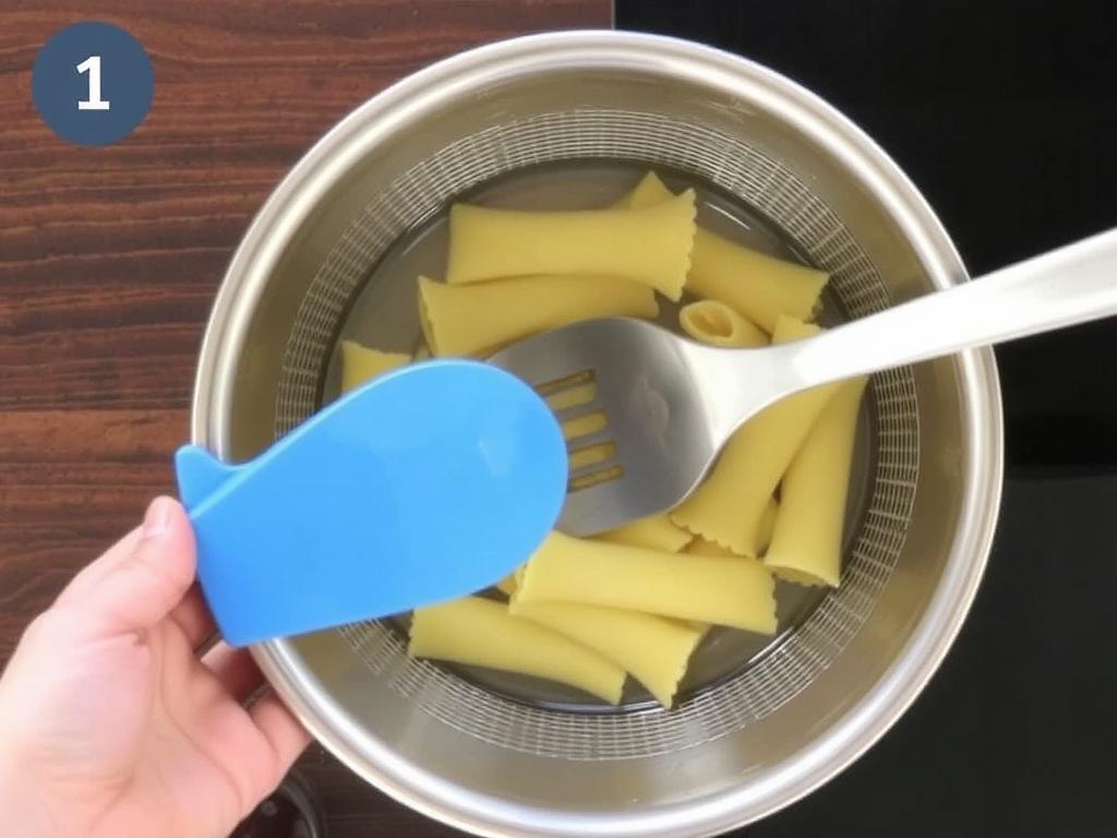 Pasta Rigatoni. Step 4: Drain but Reserve Pasta Water