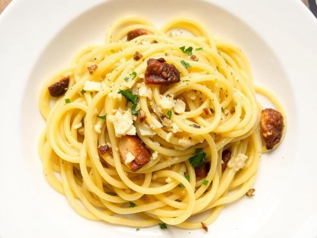 Pasta Capellini. Chef’s Capellini with Roasted Garlic and Truffle Oil
