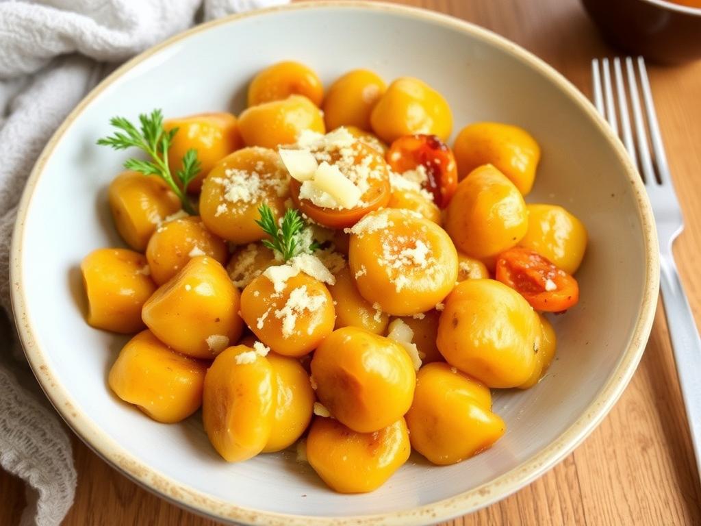 Pasta Niocchi. Pumpkin Niocchi with Brown Butter and Parmesan