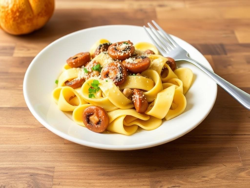 Pasta Pappardelle. Chef’s Mushroom-Pumpkin Pappardelle