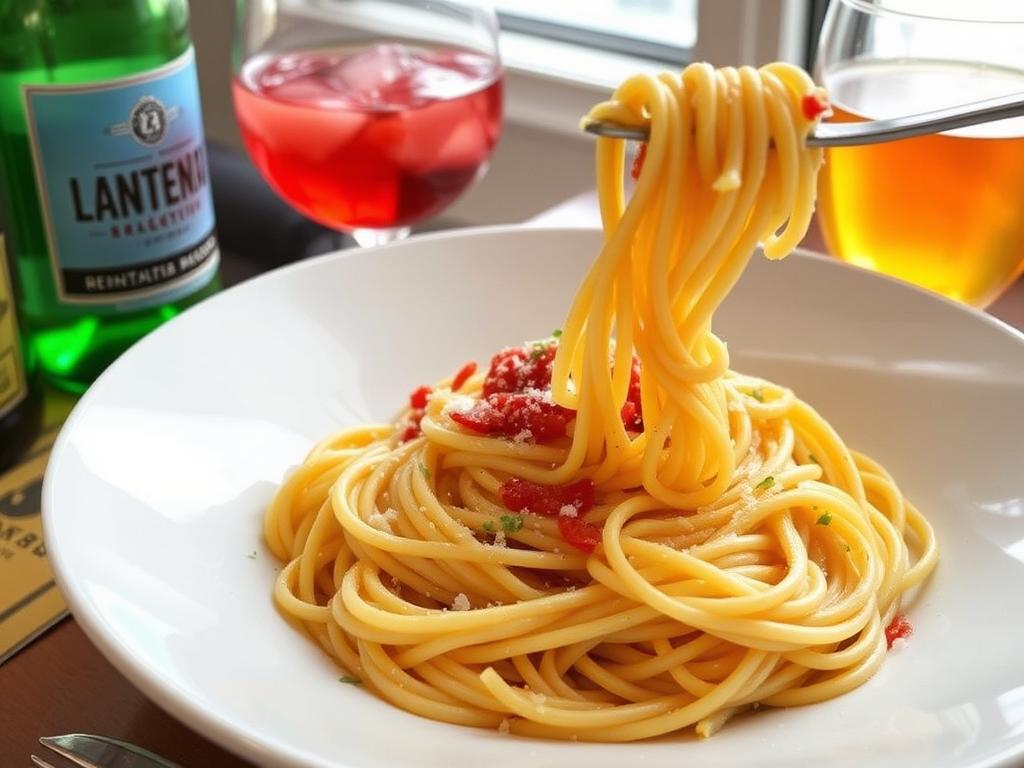 Pasta Spaghetti. Drinks