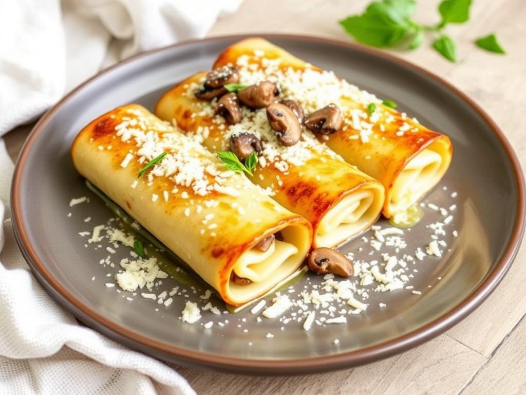 Pasta Cannelloni. 3. Mushroom and Truffle Oil Cannelloni