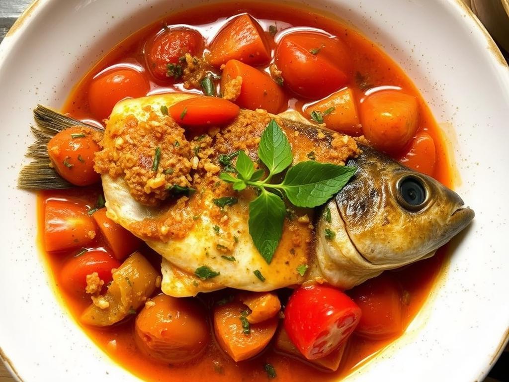 Mullet. 5. Stewed Mullet with Tomatoes and Herbs