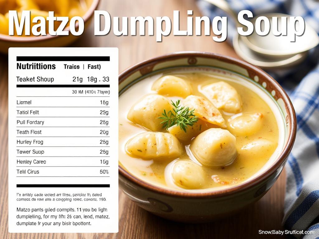 Matzo Dumpling Soup. Nutritional Snapshot of Matzo Dumpling Soup