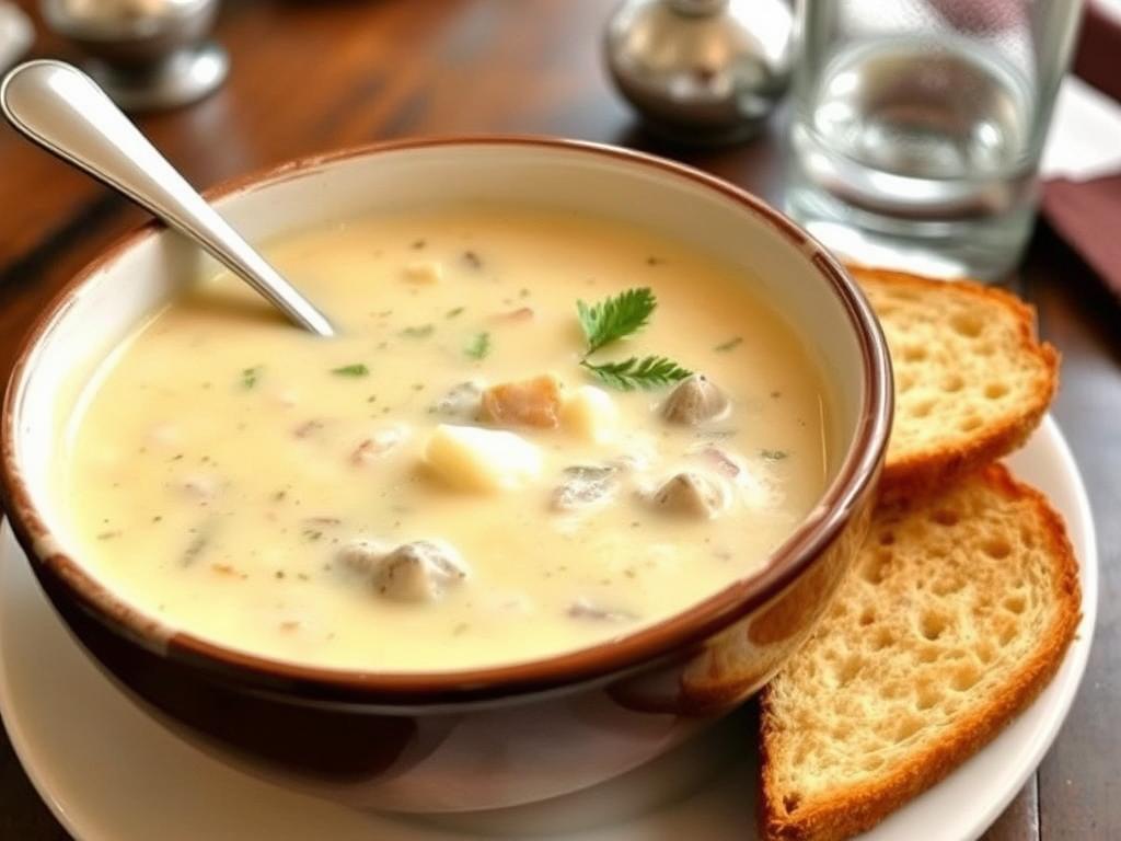 New England Clam Soup chowder. Pairing Perfection: What to Enjoy with New England Clam Soup Chowder