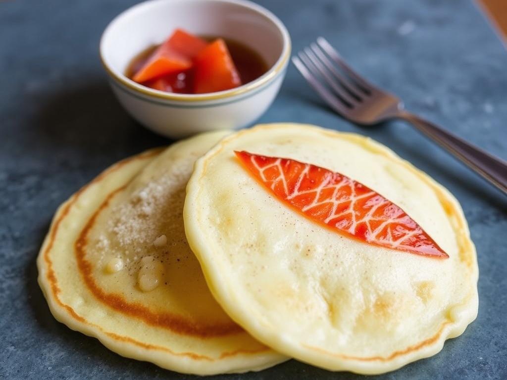 Pancakes with red fish. Where it first appeared Pancakes with red fish