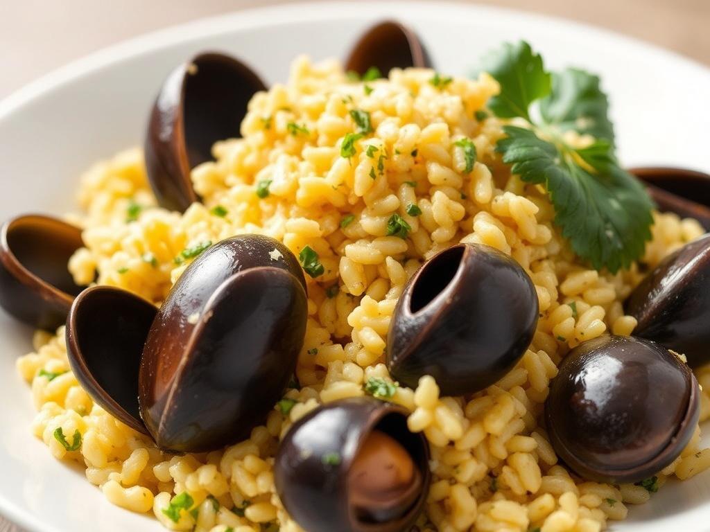 Mussel pilaf. Country of origin Mussel pilaf