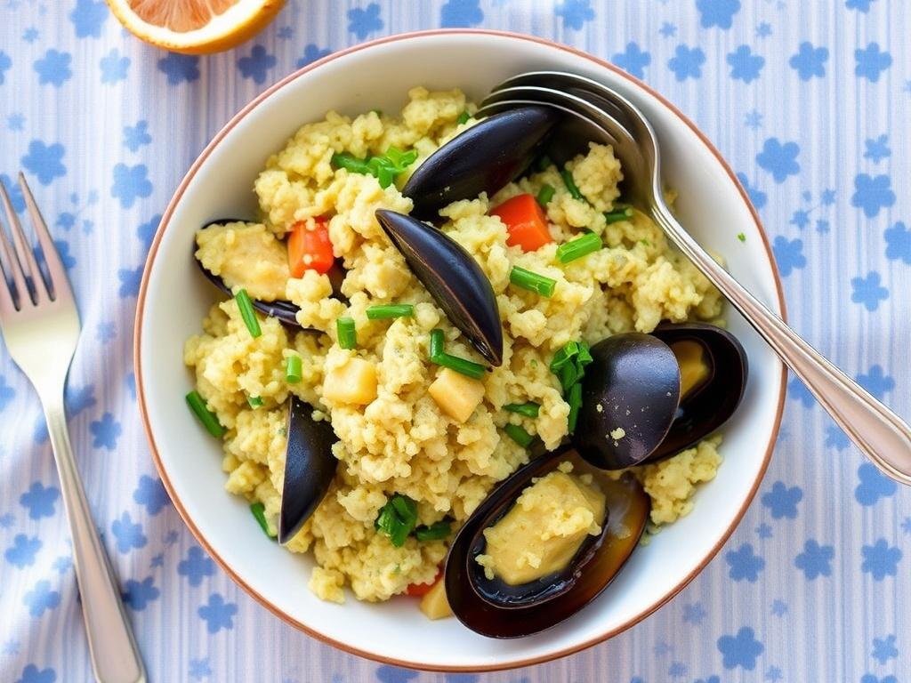 Mussel pilaf. History Mussel pilaf